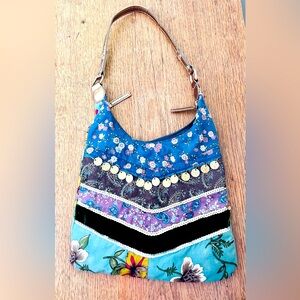 💎CLOSET KEPT! VINTAGE Chareau Hobo Sequined Velvet Silk Metallic Gypsy Purse 💎